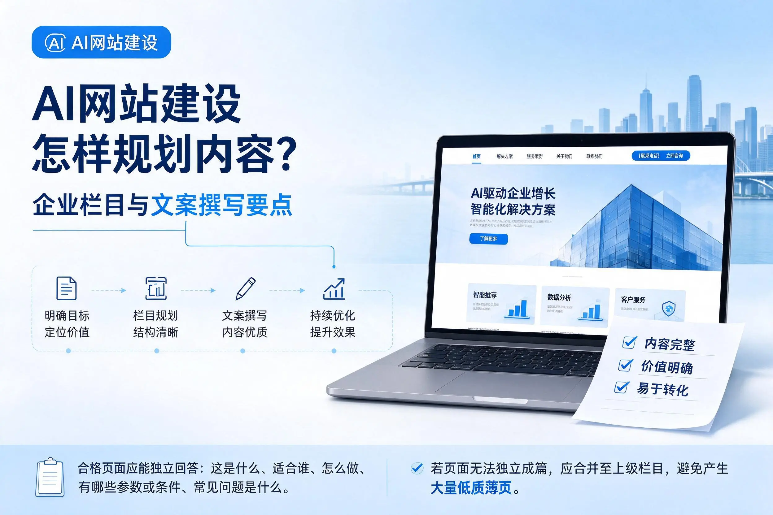 AI网站建设怎样规划内容？南宁企业栏目与文案撰写要点